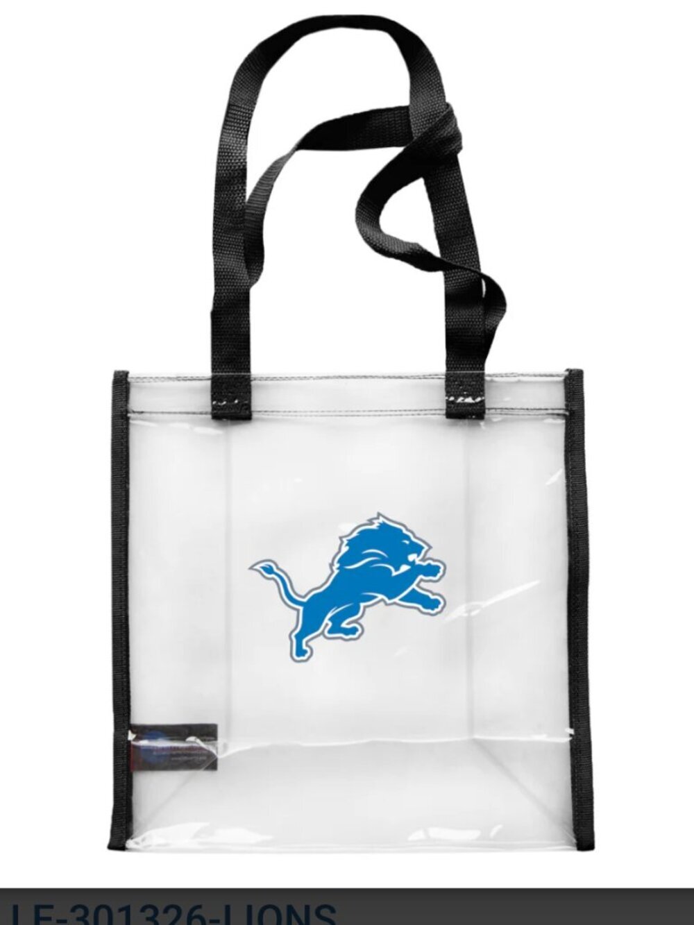 Detroit Lions NFL Approved Stadium Tote w Zipper Closure EUC